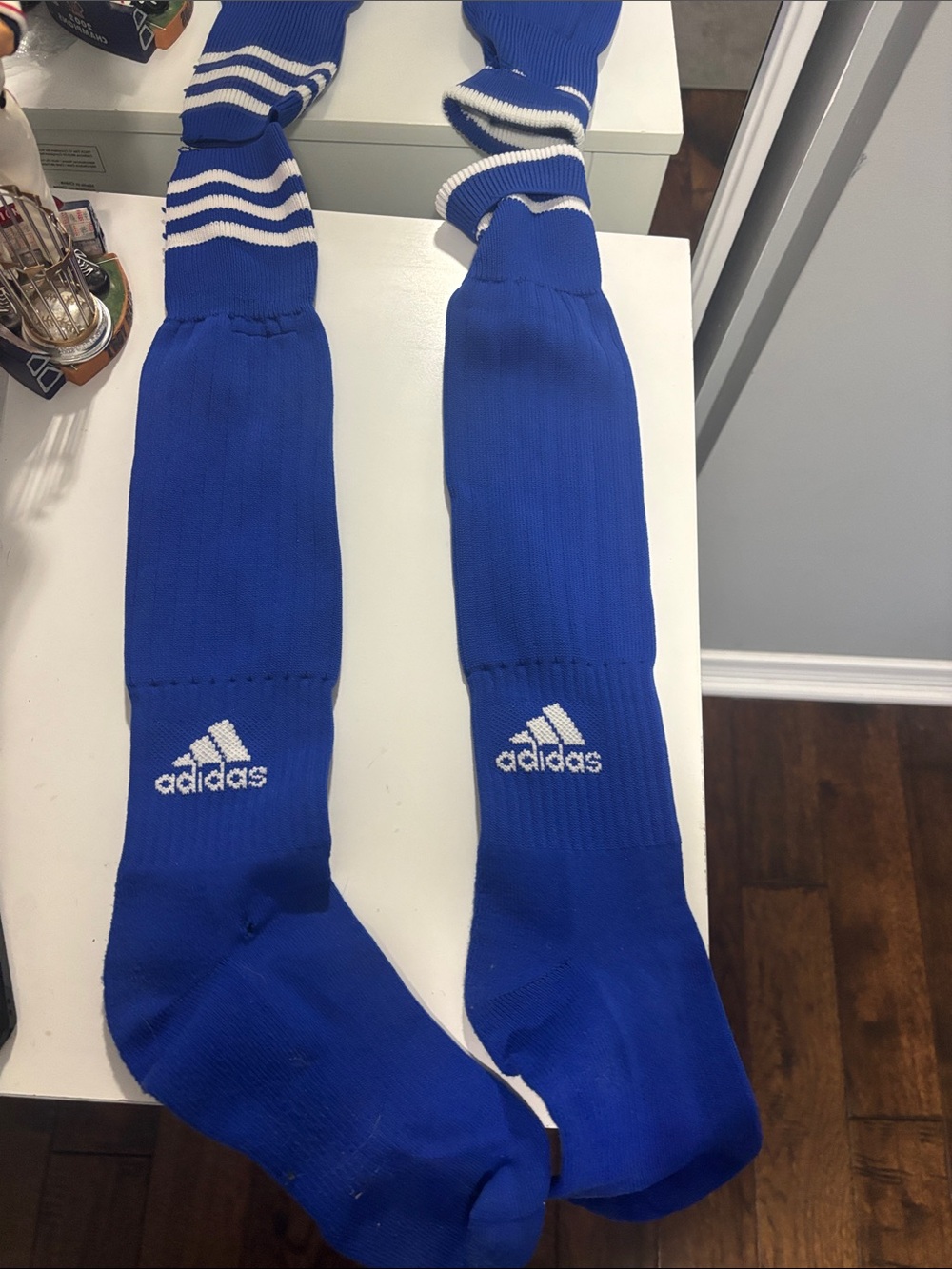 adidas Royal Blue Crew Soccer Socks with White Logos